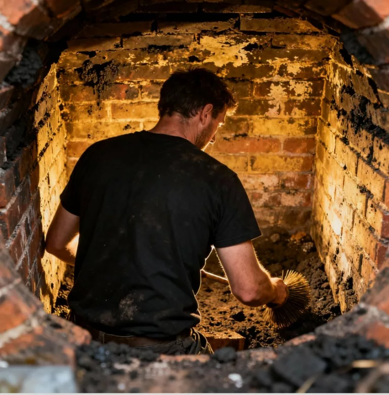 Ramonage à l'intérieur de la cheminée